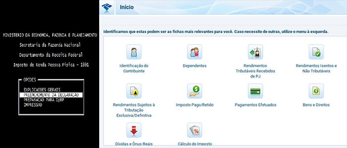 Programas do Imposto de Renda em 1991 e em 2021