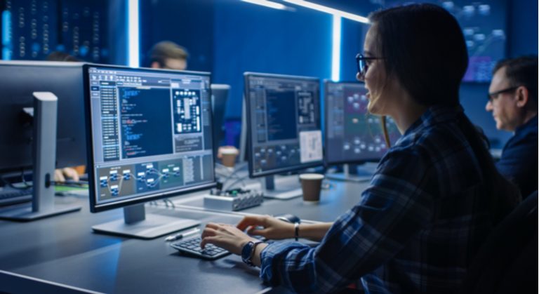 programadora, equipe, mulher