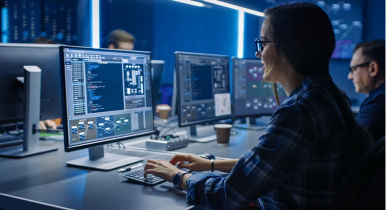 programadora, equipe, mulher