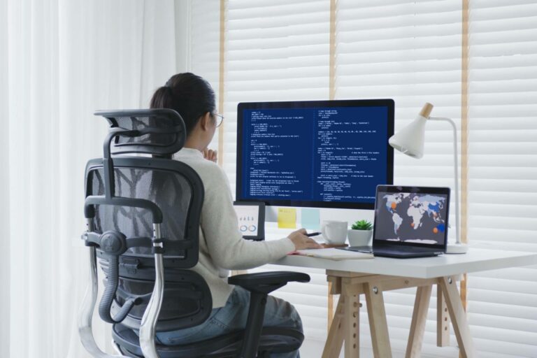 treinamento, mulher, programação, código