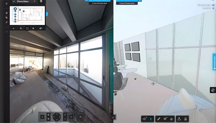 Plataforma permite comparar imagens das obras com projetos na BIM (Modelagem de Informação da Construção) – Imagem: reprodução