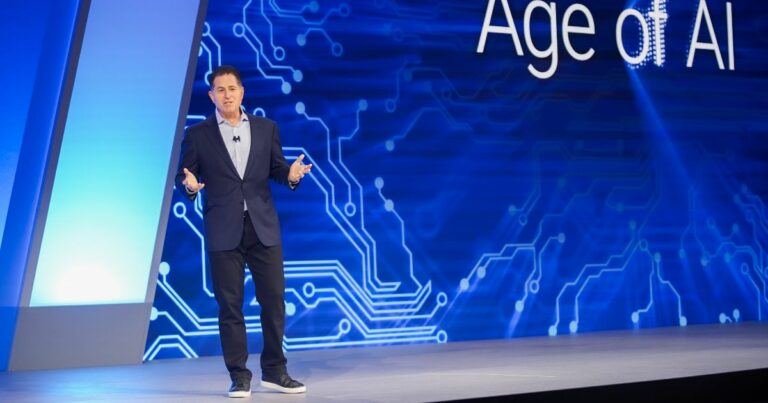 Michael Dell, CEO e fundador da Dell, durante a abertura do Dell Technologies World