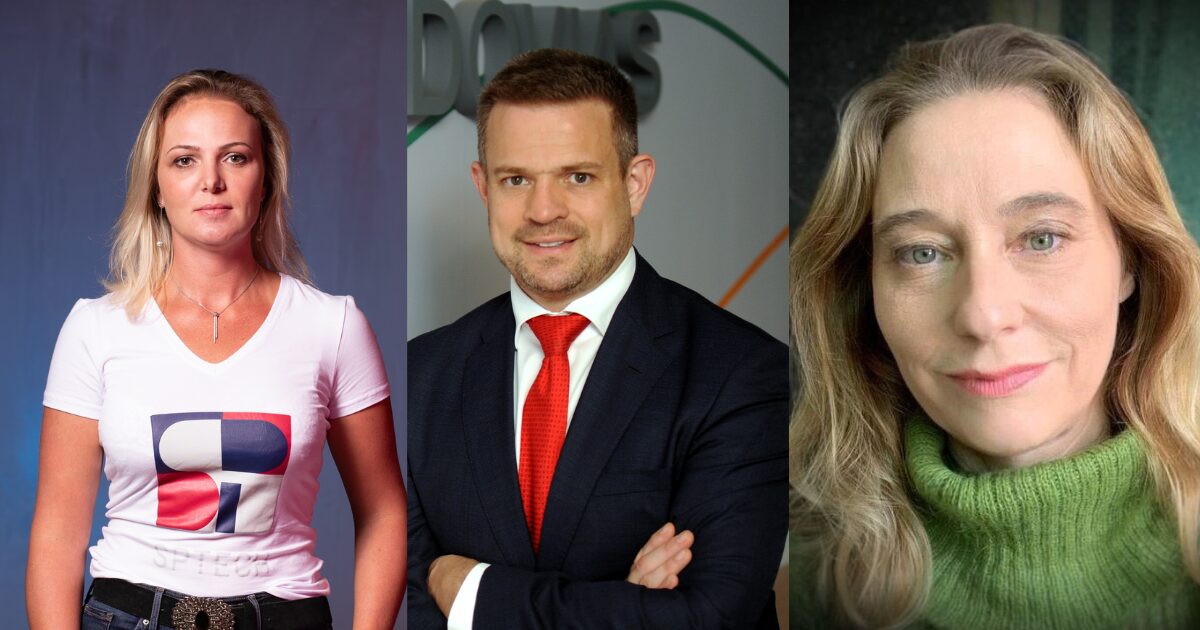 Vera Goulart, diretora acadêmica da SP Tech; Afrânio Lamy Spolador Junior, CIO do Grupo EcoRodovias; e Mônica Jaén, diretora de Sustentabilidade do Grupo EcoRodovias no IT Forum Praia do Forte. Fotos: divulgação.