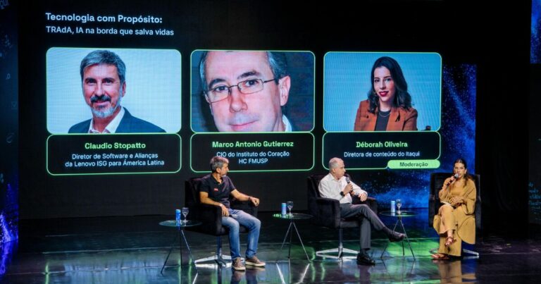 Cláudio Stopatto, diretor de Software e Alianças da Lenovo ISG para América Latina, e por Marco Antonio Gutierrez, CIO do Incor