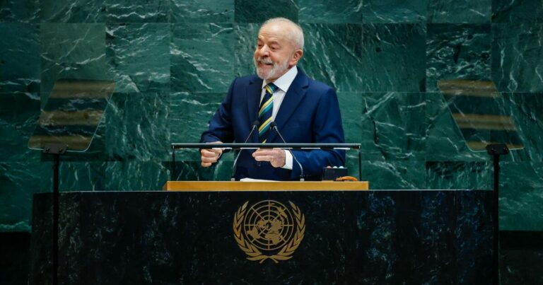 Presidente da República, Luiz Inácio Lula da Silva, durante a abertura do Debate Geral da 80.ª Sessão Ordinária da Assembleia Geral das Nações Unidas. Imagem: Ricardo Stuckert / PR (Lula)