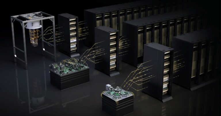 Esquema ilustra o funcionamento da arquitetura VNQLink, nvidia, computação quântica