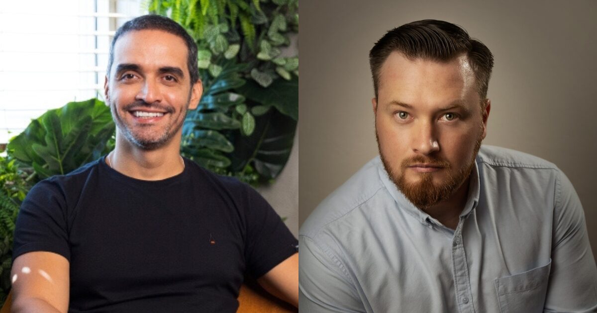 Montagem com as fotos de Marcelo Dantas, diretor de inovação e tecnologia da Farmarcas (à esquerda), e Fernando Dulinski, CEO da Cyber Economy Brasil (à direita) falam sobre o varejo na era da IA